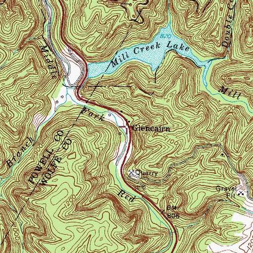 Topographic Map of Glencairn Railroad Station (historical), KY
