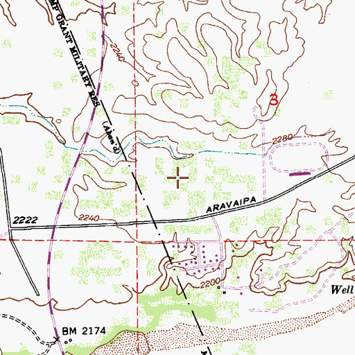 Topographic Map of Central Arizona College Aravaipa Campus, AZ