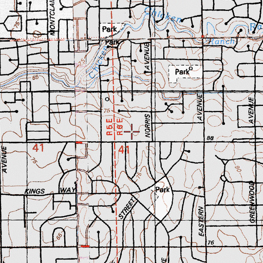 Topographic Map of Town and Country Lutheran School, CA