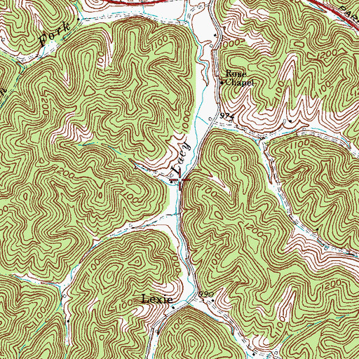 Topographic Map of Lexie Post Office (historical), KY