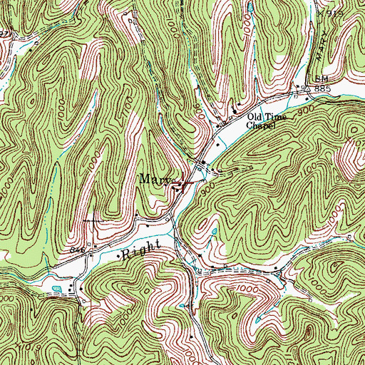 Topographic Map of Mary Post Office (historical), KY