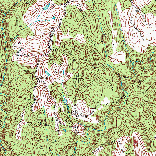 Topographic Map of Mullins Point, KY