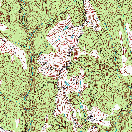 Topographic Map of Mullins Point School, KY