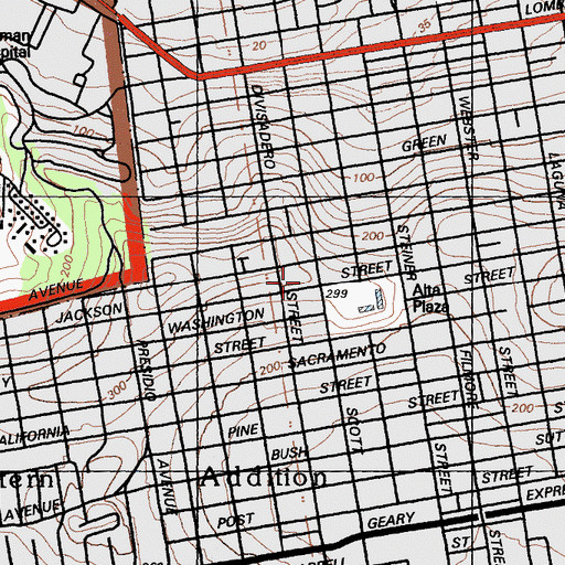 Topographic Map of Town School For Boys, CA