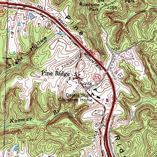 Topographic Map of Pine Ridge Post Office (historical), KY