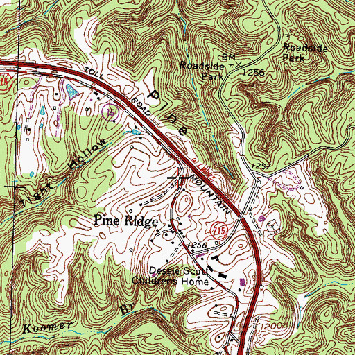 Topographic Map of Pine Ridge Railroad Station (historical), KY