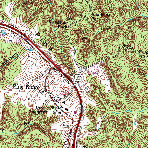 Topographic Map of Pine Ridge Visitor Center, KY