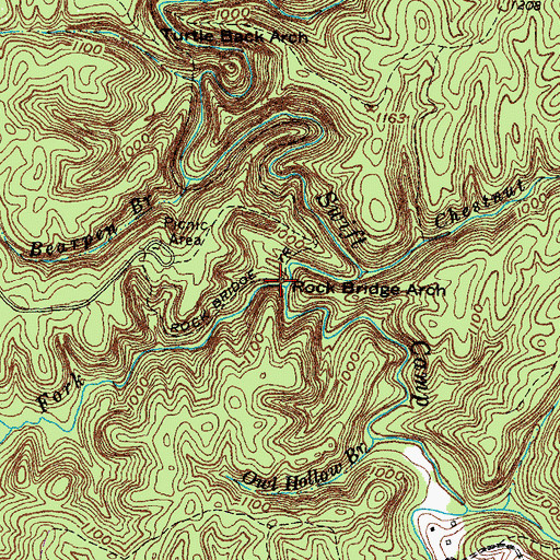 Topographic Map of Rock Bridge Falls, KY