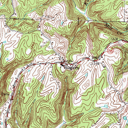 Topographic Map of Rogers Post Office, KY