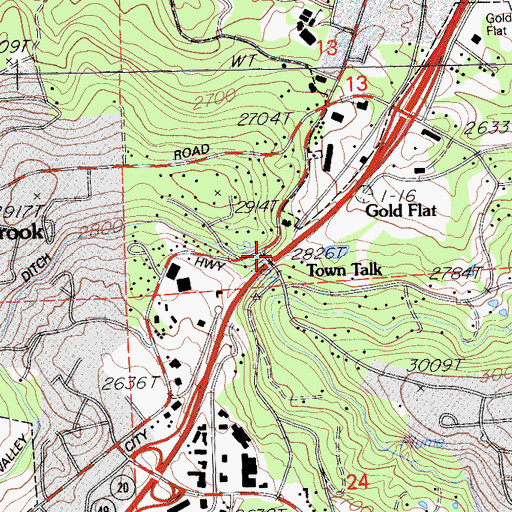 Topographic Map of Town Talk, CA