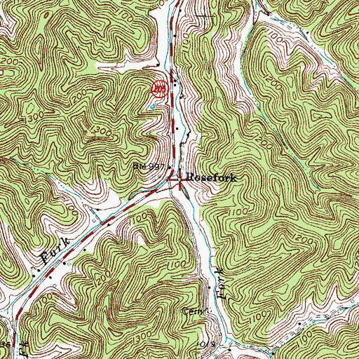 Topographic Map of Rose Fork Post Office (historical), KY