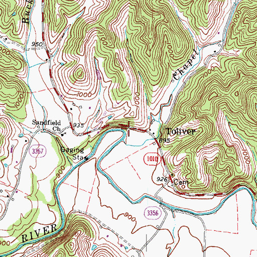 Topographic Map of Sandfield School (historical), KY