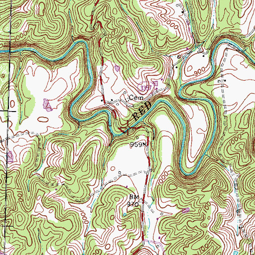 Topographic Map of Spradling Bridge, KY