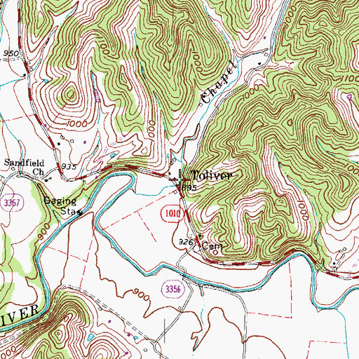 Topographic Map of Toliver Post Office (historical), KY