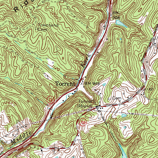 Topographic Map of Torrent Creek, KY