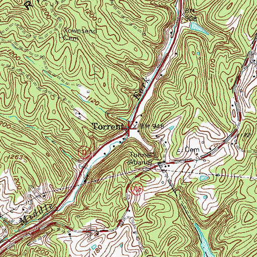 Topographic Map of Torrent Post Office (historical), KY