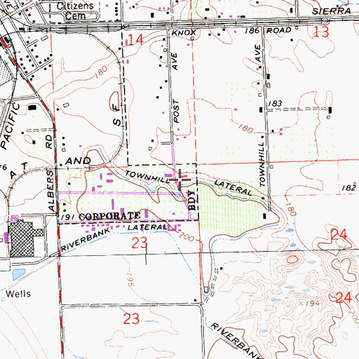 Topographic Map of Townhill Lateral, CA