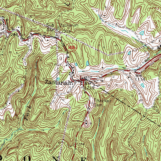 Topographic Map of Zachariah Post Office (historical), KY