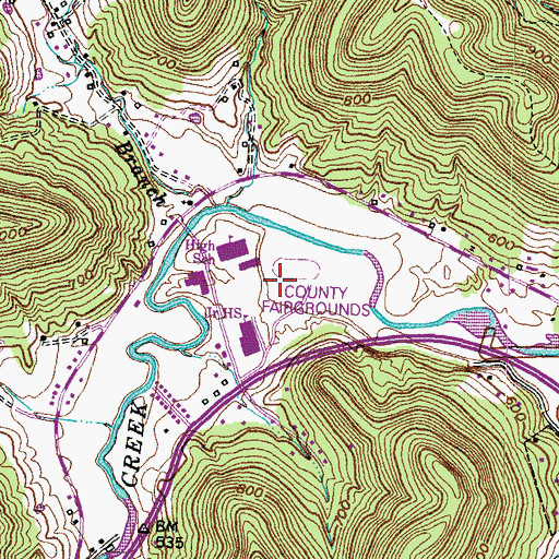 Topographic Map of Lewis County Fairgrounds, KY