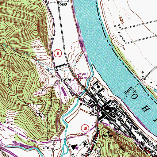 Topographic Map of V A Cabin Railroad Station (historical), KY