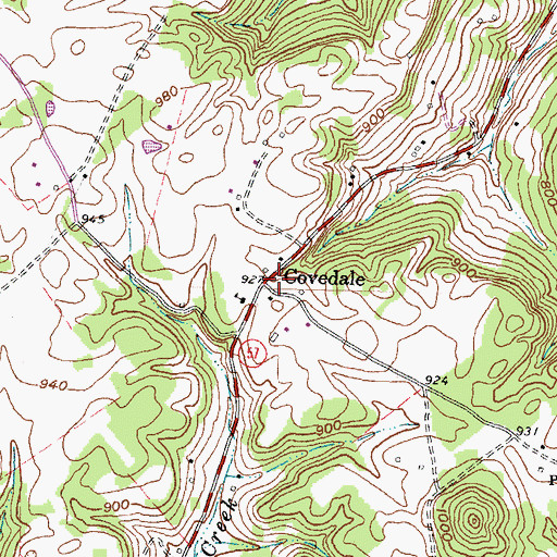 Topographic Map of Covedale Post Office (historical), KY