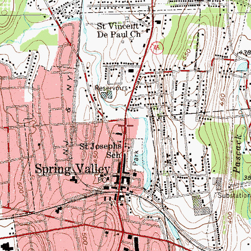 Topographic Map of Spring Valley Volunteer Fire Department Rockland Hook and Ladder Company, NY