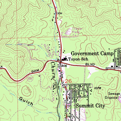 Topographic Map of Toyon Elementary School, CA