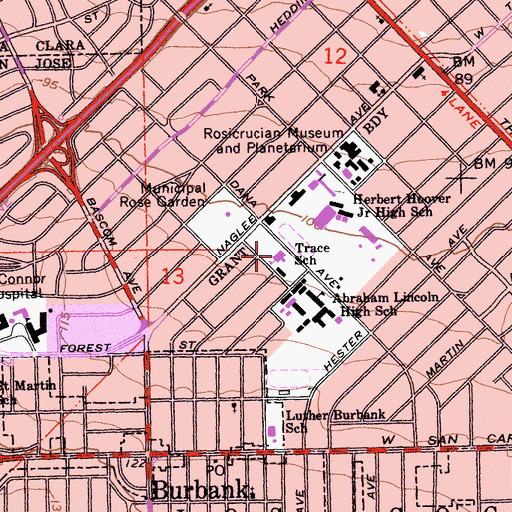 Topographic Map of Merritt Trace Elementary School, CA