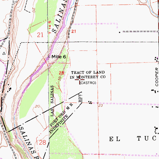 Topographic Map of Tract of Land in Monterey County, CA