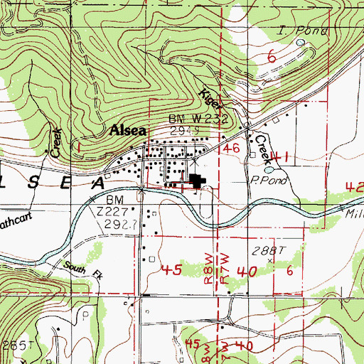 Topographic Map of Alsea High School, OR