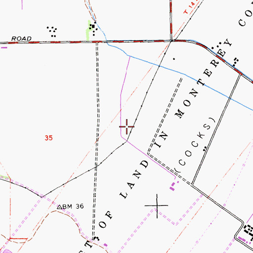 Topographic Map of Tract of Land in Monterey County, CA