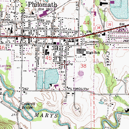 Topographic Map of Clemens Primary School, OR