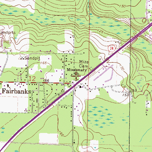 Topographic Map of Fairbanks Baptist Church, FL