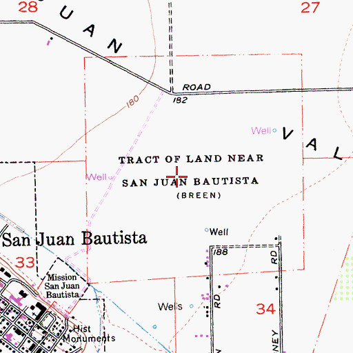 Topographic Map of Tract of Land Near San Juan Bautista, CA