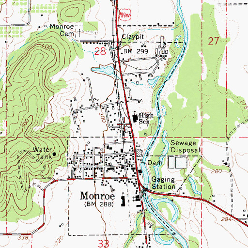 Topographic Map of Monroe High School, OR