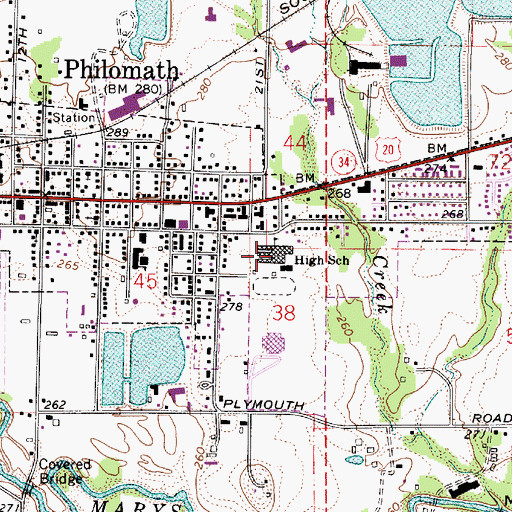 Topographic Map of Philomath High School, OR