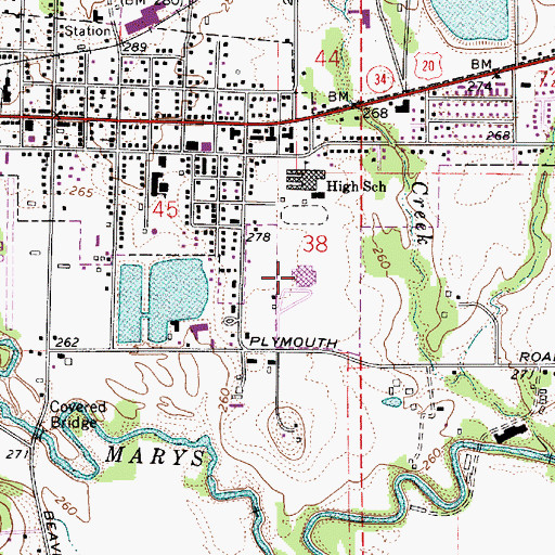 Topographic Map of Philomath Middle School, OR