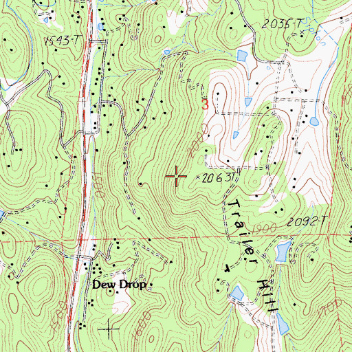 Topographic Map of Trailer Hill, CA