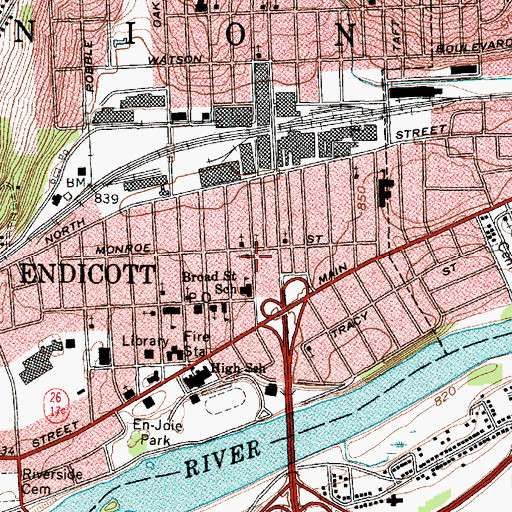 Topographic Map of First Baptist Church, NY