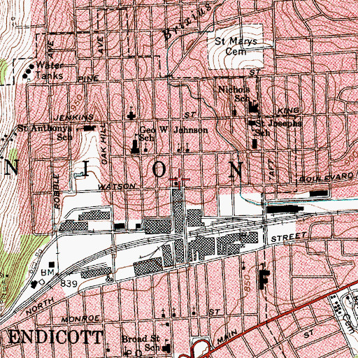 Topographic Map of Saint Peters And Pauls Greek Catholic Church, NY