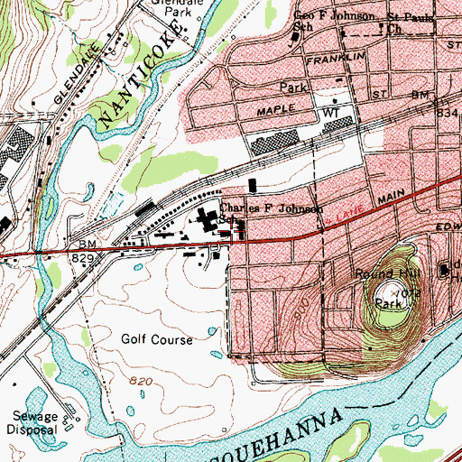 Topographic Map of Our Lady of Good Counsel School (historical), NY