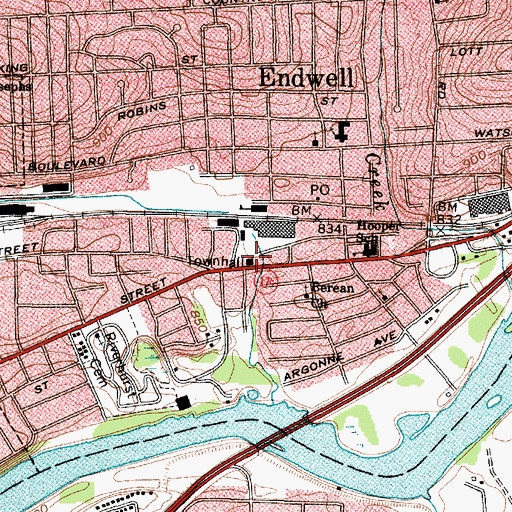 Topographic Map of Town of Union Office Building, NY