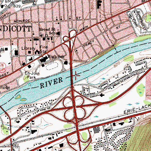 Topographic Map of Thomas J Watson Memorial Bridge, NY