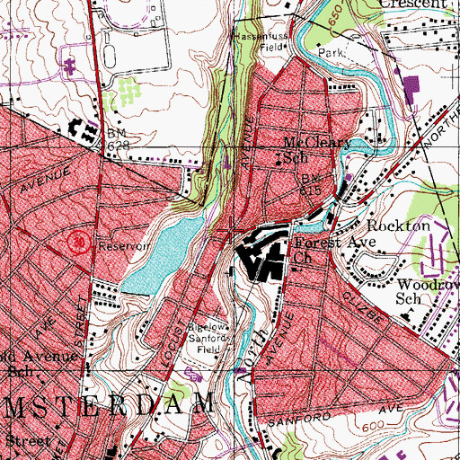 Topographic Map of Amsterdam Fire Station Number 3, NY