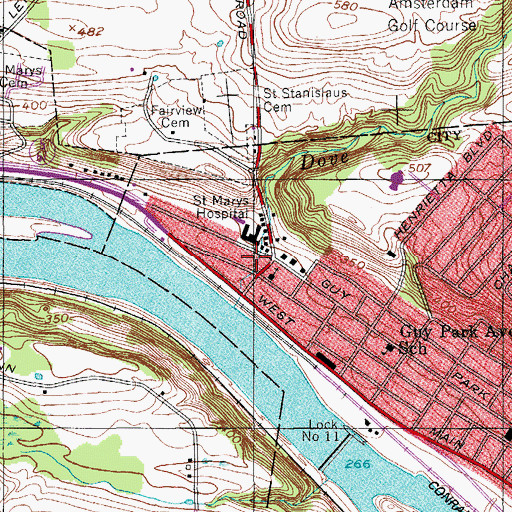 Topographic Map of Saint Marys Hospital School of Nursing, NY