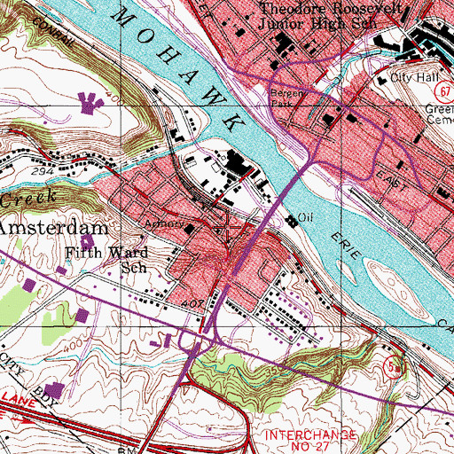 Topographic Map of First Reformed Church, NY
