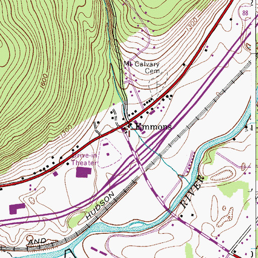 Topographic Map of School Number 1 (historical), NY