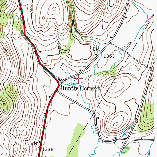 Topographic Map of Huntly Cemetery, NY