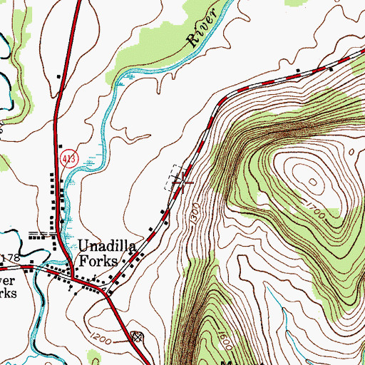Topographic Map of Unadilla Forks Cemetery, NY