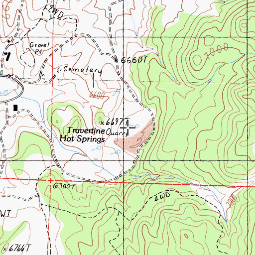 Topographic Map of Travertine Hot Spring, CA